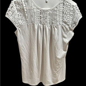 White Relaxed Lace Cap Sleeve Blouse